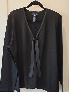 Jones New York Signature Black Knit Tie-Front Cardigan